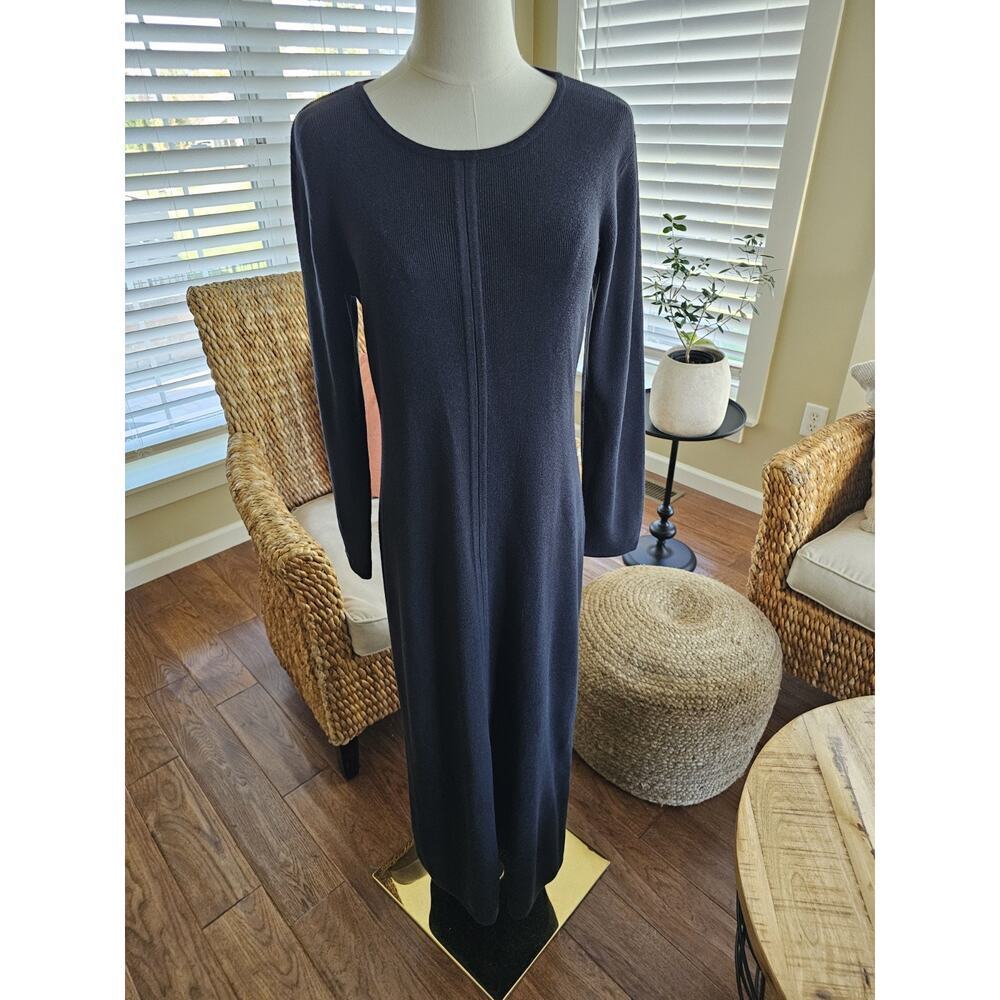 Linea By Louis Dell'Olio Black Ribbed Sweater Dress Women's Size XS Heavy